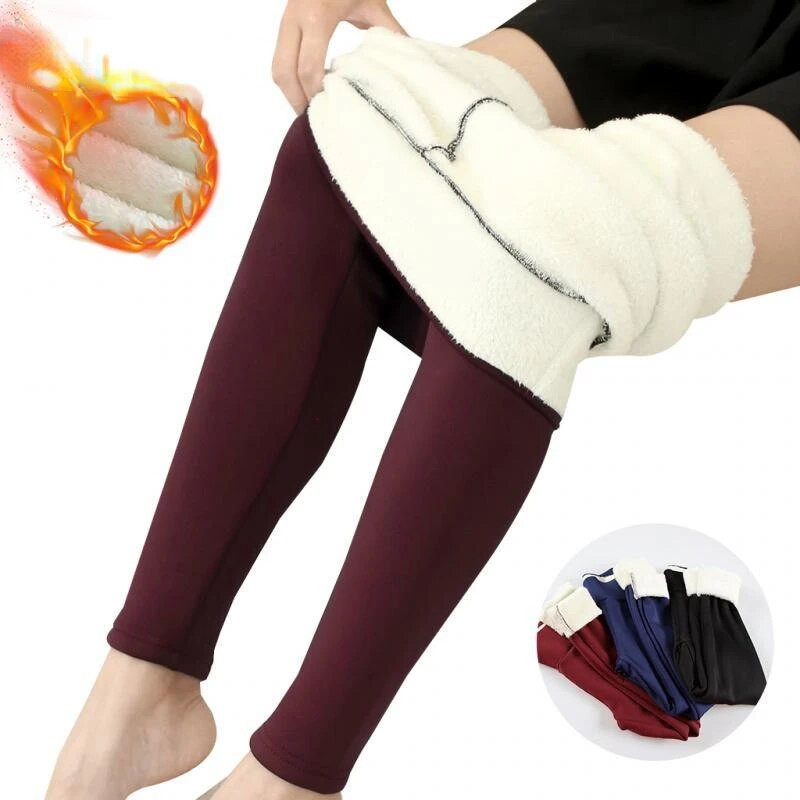 Žieminės aukšto juosmens elastinės storos vilnos kelnės Moteriškos šiltos kelnės Aksominės kelnės Naujos moteriškos vilnos antblauzdžiai termo kelnės