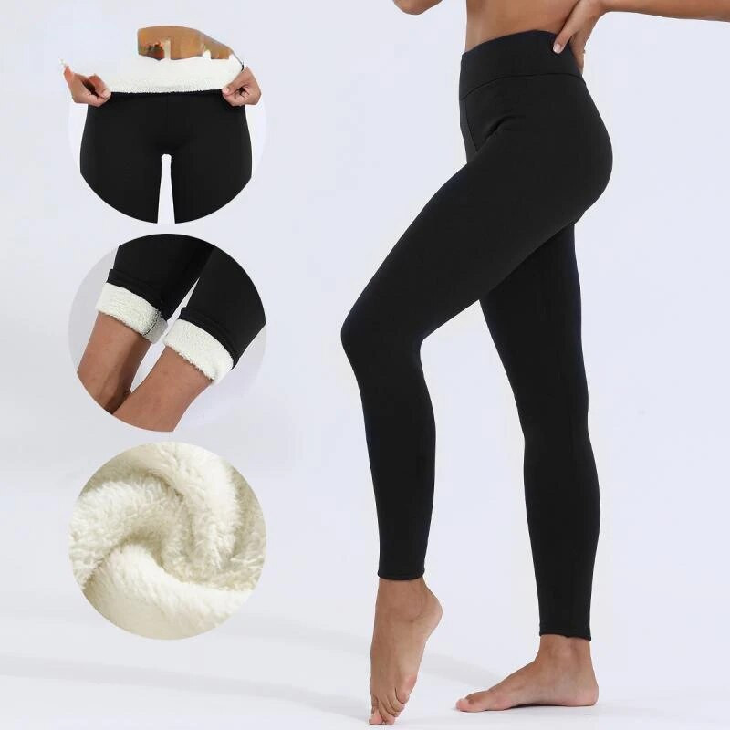 Žieminės aukšto juosmens elastinės storos vilnos kelnės Moteriškos šiltos kelnės Aksominės kelnės Naujos moteriškos vilnos antblauzdžiai termo kelnės