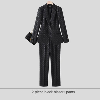 Tesco 2 τεμαχίων γυναικείο κοστούμι με στάμπα Παντελόνι μακρυμάνικο Blazer Κομψό Senior Jacket Suit For Office Lady conjunto feminino