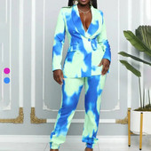 Tesco živopisno žensko odijelo Kompleti sakoa s dvostrukim kopčanjem za uličnu odjeću Elastični šal u struku Kompleti sakoa s reverima mujer