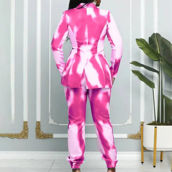 Tesco Vibrant γυναικείο κοστούμι με διπλό στήθος σετ ζιβάγκο με στάμπα για ρούχα στο δρόμο Ελαστικό σάλι μέσης Σετ ζιβάγκο σακάκι mujer