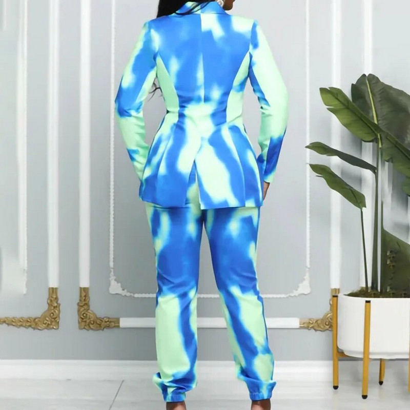 Tesco živopisno žensko odijelo Kompleti sakoa s dvostrukim kopčanjem za uličnu odjeću Elastični šal u struku Kompleti sakoa s reverima mujer