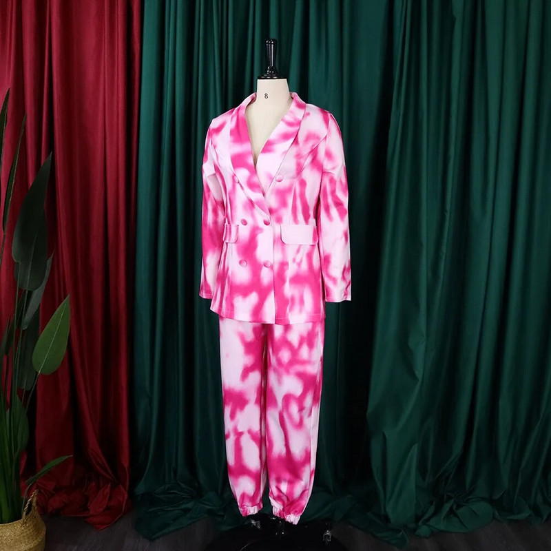 Tesco živopisno žensko odijelo Kompleti sakoa s dvostrukim kopčanjem za uličnu odjeću Elastični šal u struku Kompleti sakoa s reverima mujer