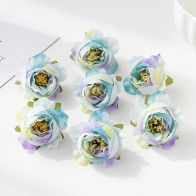 10PC Umjetno cvijeće za scrapbooking Vjenčane dekoracije Božićni vijenac Kućna soba Lažni svileni božur Kapa Luk vrtne ruže