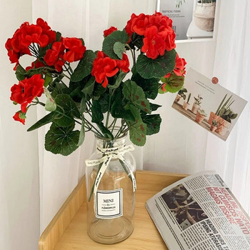 35 см изкуствен здравец Червени розови цветя Засадете изкуствени растения Изкуствени цветя за сватбена градина Домашен коледен декор