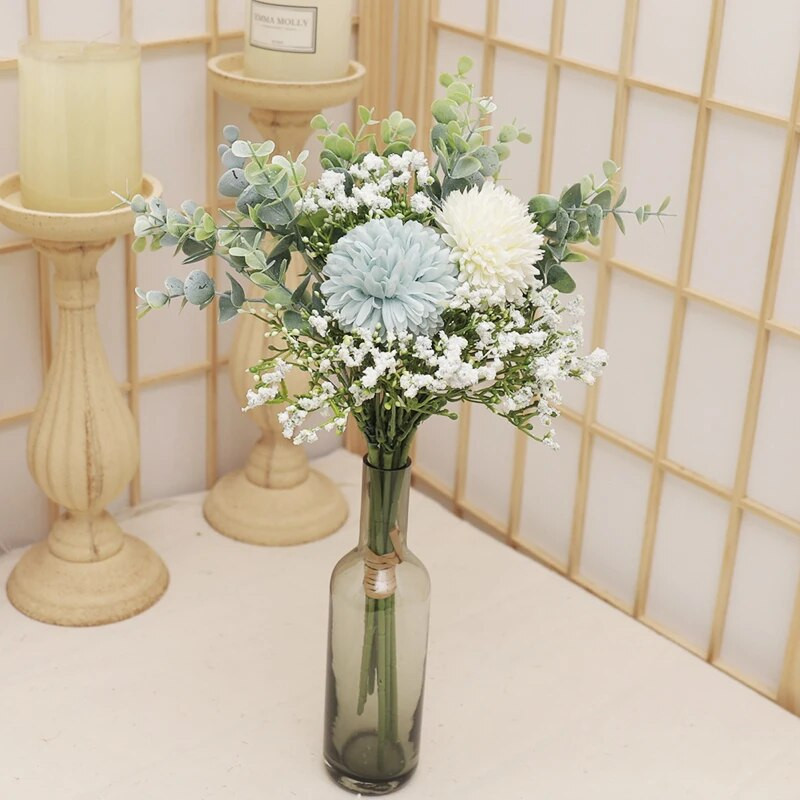 12 tk pulmakunstlilled Kõrge kvaliteediga Babybreath võilillest pruudikimbud Pulma kodu vaas Kaunistus Sünteetiline lill