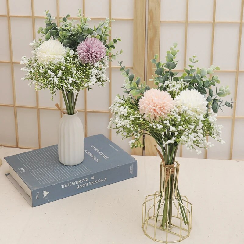12 tk pulmakunstlilled Kõrge kvaliteediga Babybreath võilillest pruudikimbud Pulma kodu vaas Kaunistus Sünteetiline lill