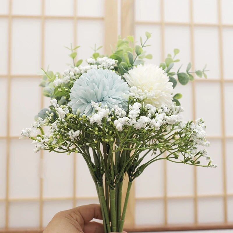 12 tk pulmakunstlilled Kõrge kvaliteediga Babybreath võilillest pruudikimbud Pulma kodu vaas Kaunistus Sünteetiline lill