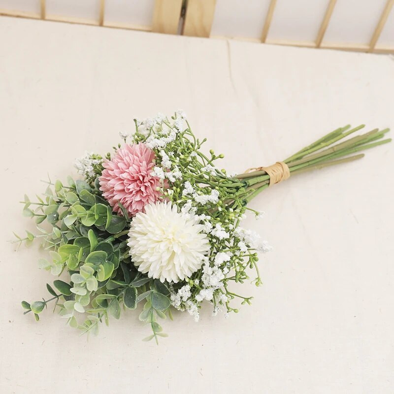 12 tk pulmakunstlilled Kõrge kvaliteediga Babybreath võilillest pruudikimbud Pulma kodu vaas Kaunistus Sünteetiline lill