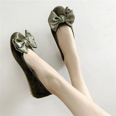 2022. g. Jaunas modes, vispiemērotākā temperamenta sieviešu apavi, vienkrāsaini bantes apavi ar apaļu galvu