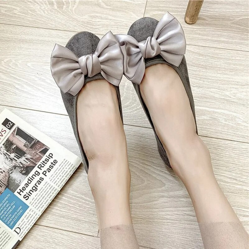 2022. g. Jaunas modes, vispiemērotākā temperamenta sieviešu apavi, vienkrāsaini bantes apavi ar apaļu galvu