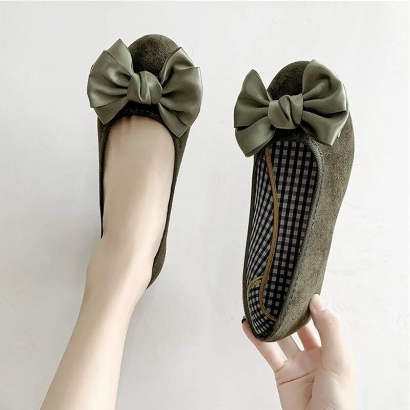 2022. g. Jaunas modes, vispiemērotākā temperamenta sieviešu apavi, vienkrāsaini bantes apavi ar apaļu galvu