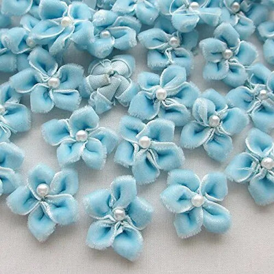 20 ks 25 mm biela farba U pick zamatová stuha kvet Bauhinia s perleťovou aplikáciou svadobné