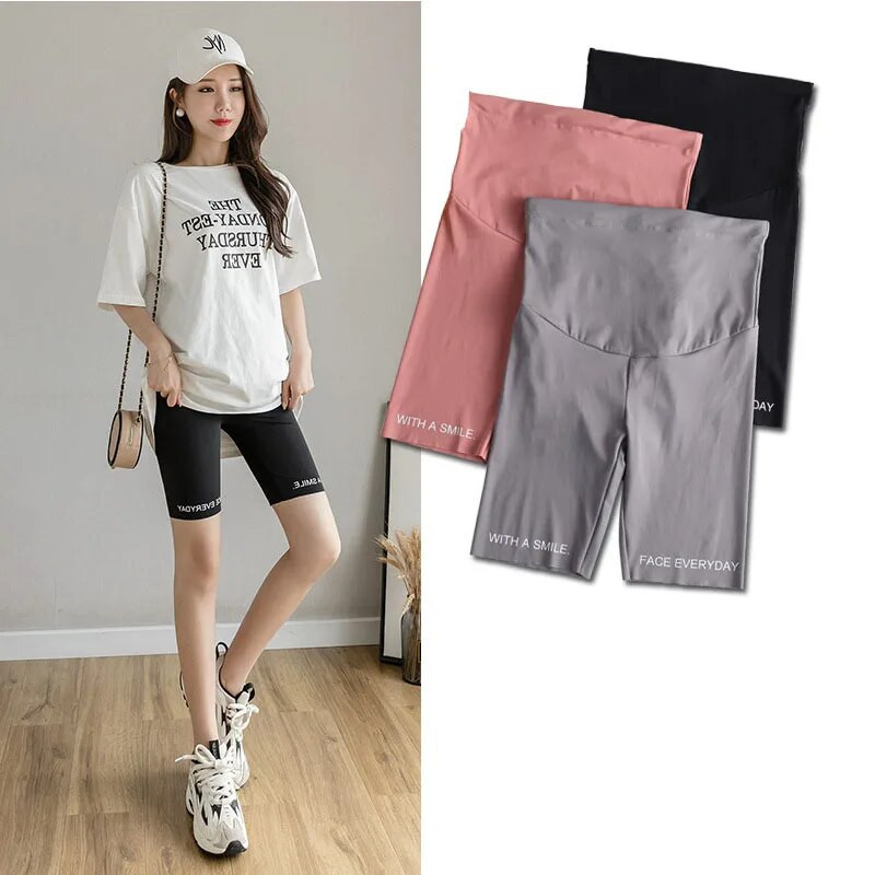 Καλοκαιρινό λεπτό βαμβακερό κοντό κολάν εγκυμοσύνης χωρίς ραφές καυτό σορτς για έγκυες γυναίκες Casual Yoga Εγκυμοσύνη έξω παντελόνι