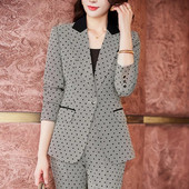 Tesco žensko modno odijelo 2-dijelni blejzer odijelo s širokim hlačama Karirano odijelo Jakna za uredske dame Poslovno odijelo za žene blejzer mujer