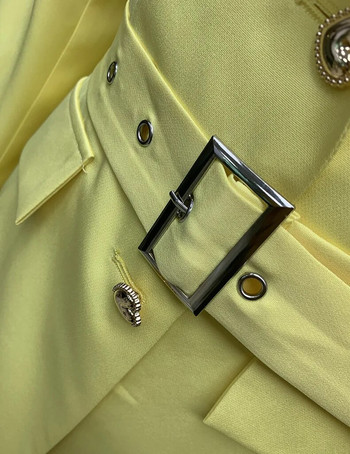 Tesco Fashion New γυναικείο κοστούμι δύο τεμαχίων με διακοσμητικό μπουφάν με ζώνη Ολόσωμο παντελόνι Blazer Παντελόνι Επίσημες στολές σε συνδυασμό με θηλυκό