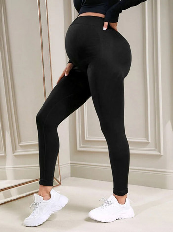 CARECODE Клинове за бременни Тесни ластични панталони с висока талия, поддържащи корема Плетени безшевни панталони за йога за бременност Оформящи панталони