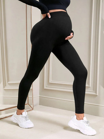 CARECODE Клинове за бременни Тесни ластични панталони с висока талия, поддържащи корема Плетени безшевни панталони за йога за бременност Оформящи панталони