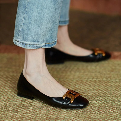 Ol Office Női Cipők Fém csónakcipők Négyzetes orrú csúszás lapos cipő Női lapos ruha cipő alacsony sarkú elegáns, egyszemélyes cipő 9773N