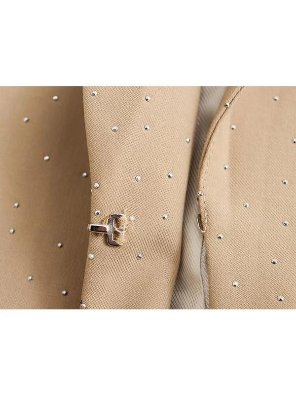 TRAF Moteriškas švarkas, 2023 m. rudens prašmatnus biuro kostiumas su moteriškomis kišenėmis ilgomis rankovėmis, trumpomis paltomis, užtrauktuku tiesios kelnės, 2 vnt.