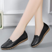 Moteriški batai laivui „Wave Slip on“ plokščiapadžiai batai, moteriški, balti, patogūs močiutės batai, juodi pavasario ruduo