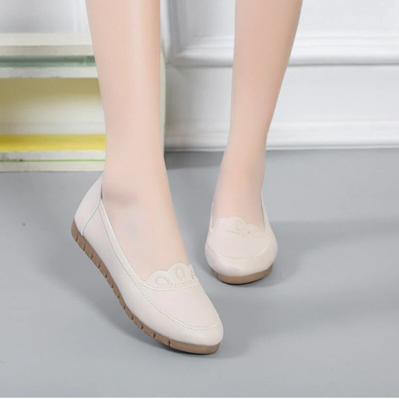 Moteriški batai laivui „Wave Slip on“ plokščiapadžiai batai, moteriški, balti, patogūs močiutės batai, juodi pavasario ruduo