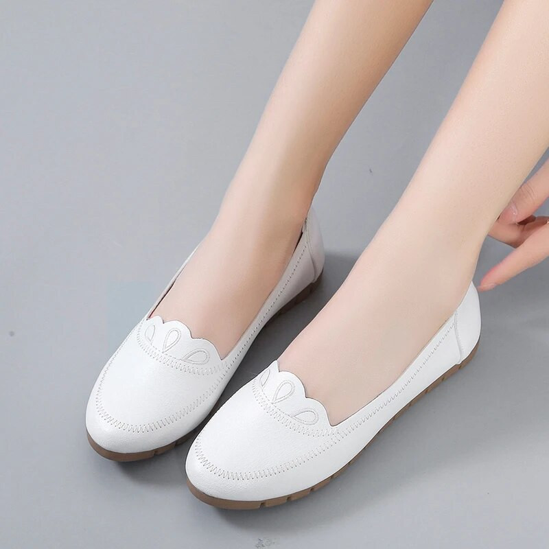 Moteriški batai laivui „Wave Slip on“ plokščiapadžiai batai, moteriški, balti, patogūs močiutės batai, juodi pavasario ruduo