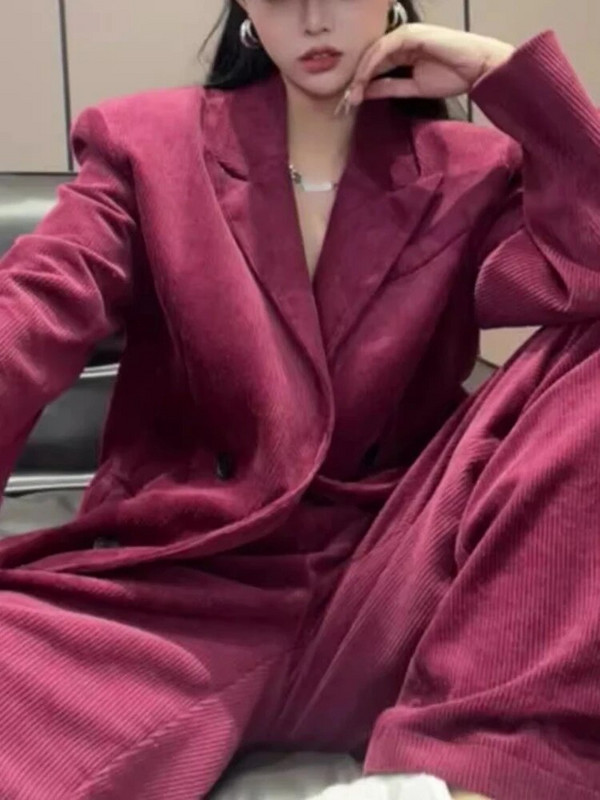 Sieviešu modes biznesa žakešu bikses 2 dab. komplekti Biroja sieviešu uzvalks ar garām piedurknēm elegants uzvalks jakas ar platām kājām bikškostīmi Jaunums pieskaņošanā