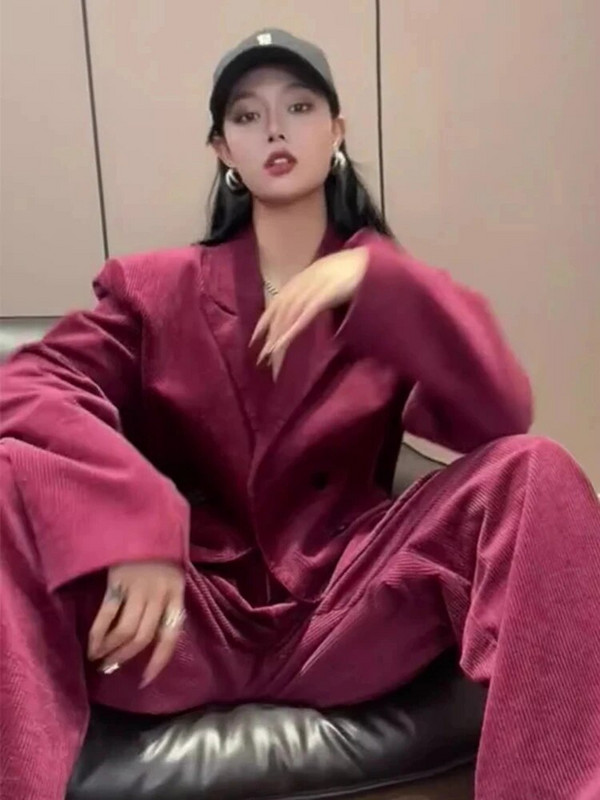 Sieviešu modes biznesa žakešu bikses 2 dab. komplekti Biroja sieviešu uzvalks ar garām piedurknēm elegants uzvalks jakas ar platām kājām bikškostīmi Jaunums pieskaņošanā