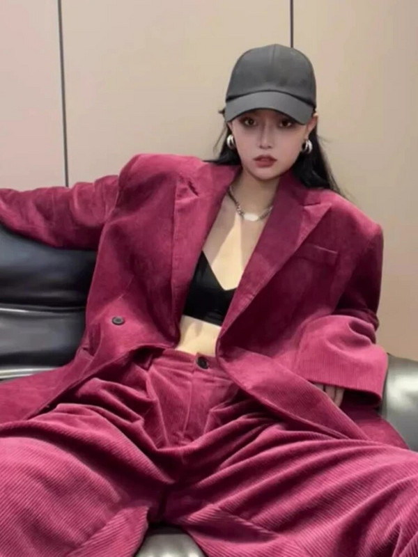 Sieviešu modes biznesa žakešu bikses 2 dab. komplekti Biroja sieviešu uzvalks ar garām piedurknēm elegants uzvalks jakas ar platām kājām bikškostīmi Jaunums pieskaņošanā