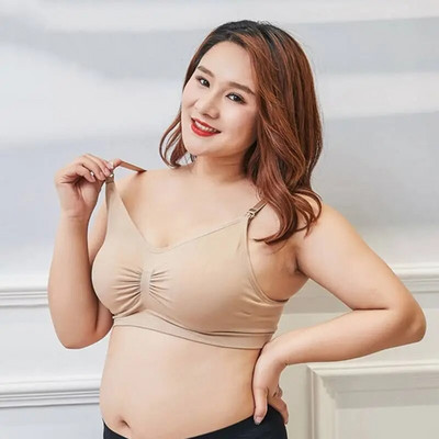 Sutien de maternitate pentru alăptare cu dimensiuni mari, cupă subțire, fără sârmă, sutien pentru alăptare, pentru femei, lactancia XL-3XL