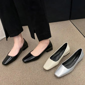 Nove ženske ravne cipele Jednobojne cipele za čamac s četvrtastim prstima Ravne cipele s ravnim prstima Ženske natikače Udobne uredske Zapatos Mujer 1557N