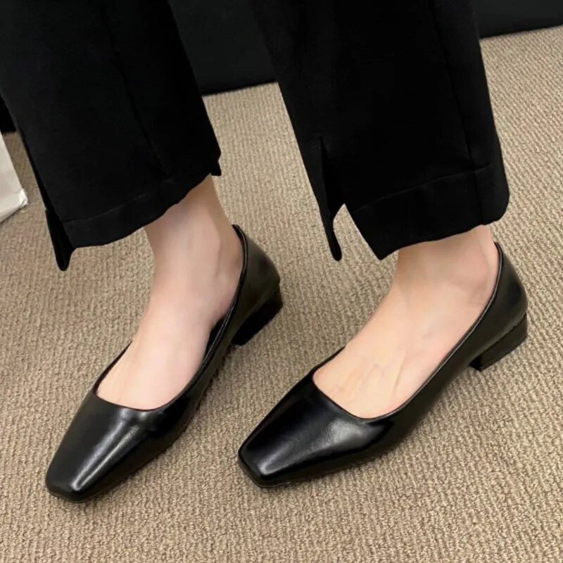 Nove ženske ravne cipele Jednobojne cipele za čamac s četvrtastim prstima Ravne cipele s ravnim prstima Ženske natikače Udobne uredske Zapatos Mujer 1557N