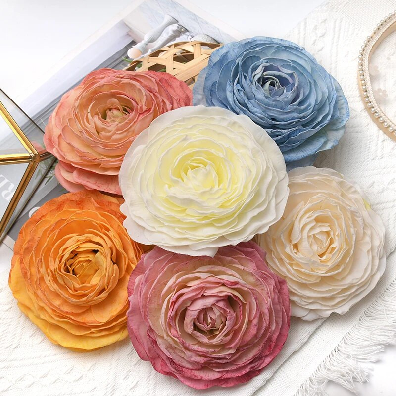 12cm/10gab Lielas peonijas mākslīgās baltās rozes zīda ziedu galviņas kāzu dekorēšanai DIY vainags Scrapbooking Amatniecības viltoti ziedi