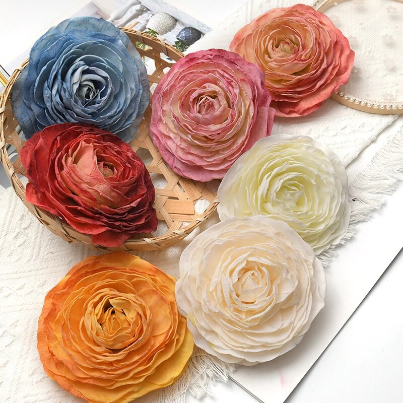12cm/10gab Lielas peonijas mākslīgās baltās rozes zīda ziedu galviņas kāzu dekorēšanai DIY vainags Scrapbooking Amatniecības viltoti ziedi