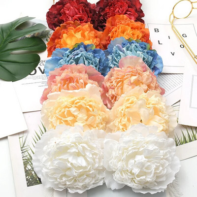 14cm/10gb Lielas peonijas mākslīgās baltās rozes zīda ziedu galviņas kāzu dekorēšanai DIY vainags Scrapbooking Amatniecības viltoti ziedi