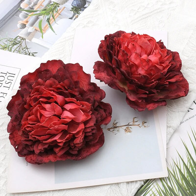 14cm/10kom Veliki božur Umjetna bijela ruža Svilene cvjetne glavice za dekoraciju vjenčanja DIY vijenac Scrapbooking Lažno cvijeće