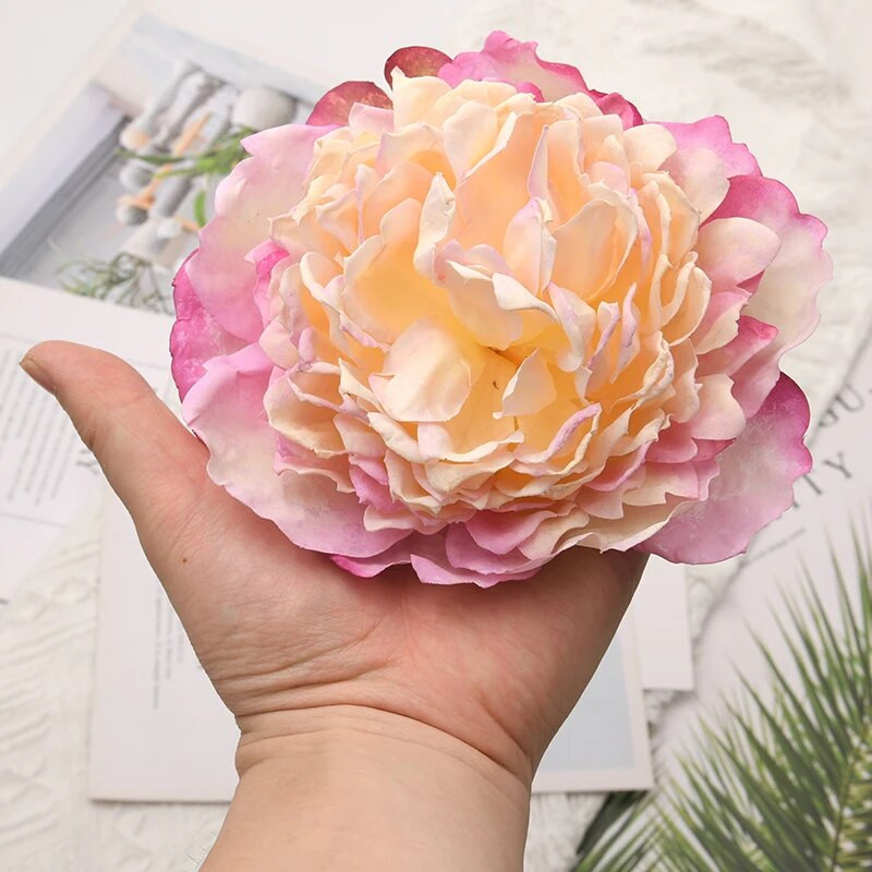 14cm/10kom Veliki božur Umjetna bijela ruža Svilene cvjetne glavice za dekoraciju vjenčanja DIY vijenac Scrapbooking Lažno cvijeće