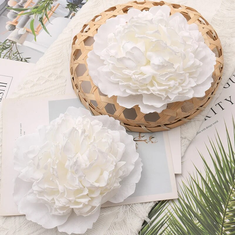 14cm/10kom Veliki božur Umjetna bijela ruža Svilene cvjetne glavice za dekoraciju vjenčanja DIY vijenac Scrapbooking Lažno cvijeće