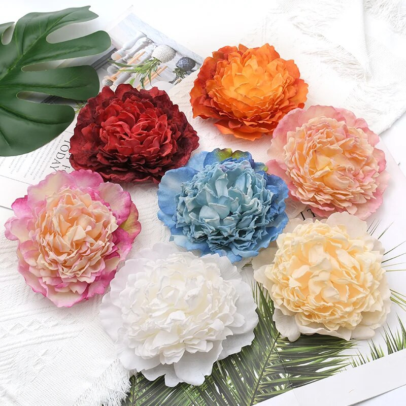 14cm/10kom Veliki božur Umjetna bijela ruža Svilene cvjetne glavice za dekoraciju vjenčanja DIY vijenac Scrapbooking Lažno cvijeće