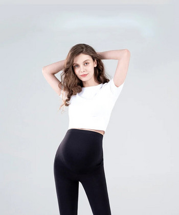 Летен клин за бременни, удобен, еластичен памучен панталон с висока талия и поддържащ корема