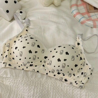 Ženski grudnjak Rano donje rublje sa žicama za trudnice Donje rublje za djevojke s printom crtića Studentski udoban prozračni tanki push-up grudnjak