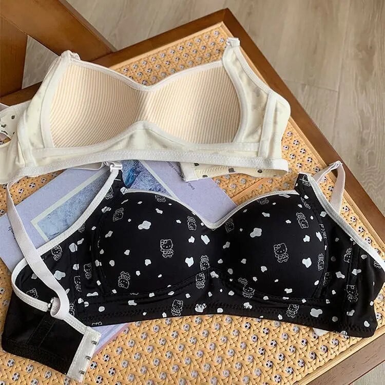Ženski grudnjak Rano donje rublje sa žicama za trudnice Donje rublje za djevojke s printom crtića Studentski udoban prozračni tanki push-up grudnjak