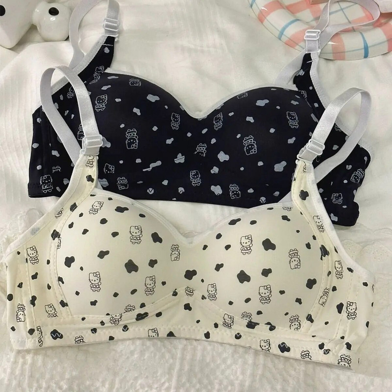 Ženski grudnjak Rano donje rublje sa žicama za trudnice Donje rublje za djevojke s printom crtića Studentski udoban prozračni tanki push-up grudnjak