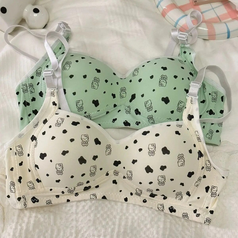 Ženski grudnjak Rano donje rublje sa žicama za trudnice Donje rublje za djevojke s printom crtića Studentski udoban prozračni tanki push-up grudnjak