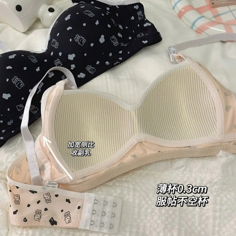 Ženski grudnjak Rano donje rublje sa žicama za trudnice Donje rublje za djevojke s printom crtića Studentski udoban prozračni tanki push-up grudnjak
