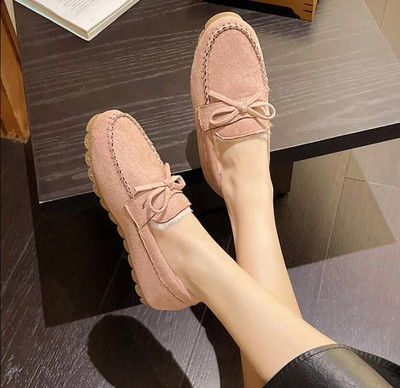 2024 Zimske mokasine Tople cipele za snijeg Ravne pete Dekor mašne Pamučne mokasine Cipele Plišane podstavljene cipele Ženske velike veličine