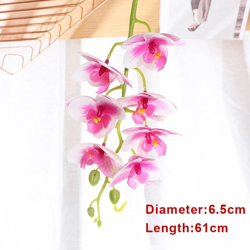 10 stili 3D tauriņu orhideja 7/11 galvas, īsta pieskāriena mākslīgā falenopsis kāzu viltus ziedu siena.