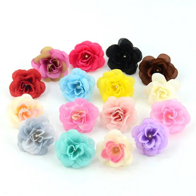 50 kom Mini 4,5 cm umjetna svilena ruža Cvjetna glava DIY Scrapbooking cvijeće Ručno izrađena lopta za poljubac Rukotvorine za vjenčanje Dekorativni