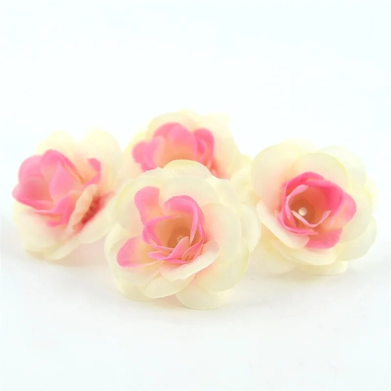 50 kom Mini 4,5 cm umjetna svilena ruža Cvjetna glava DIY Scrapbooking cvijeće Ručno izrađena lopta za poljubac Rukotvorine za vjenčanje Dekorativni